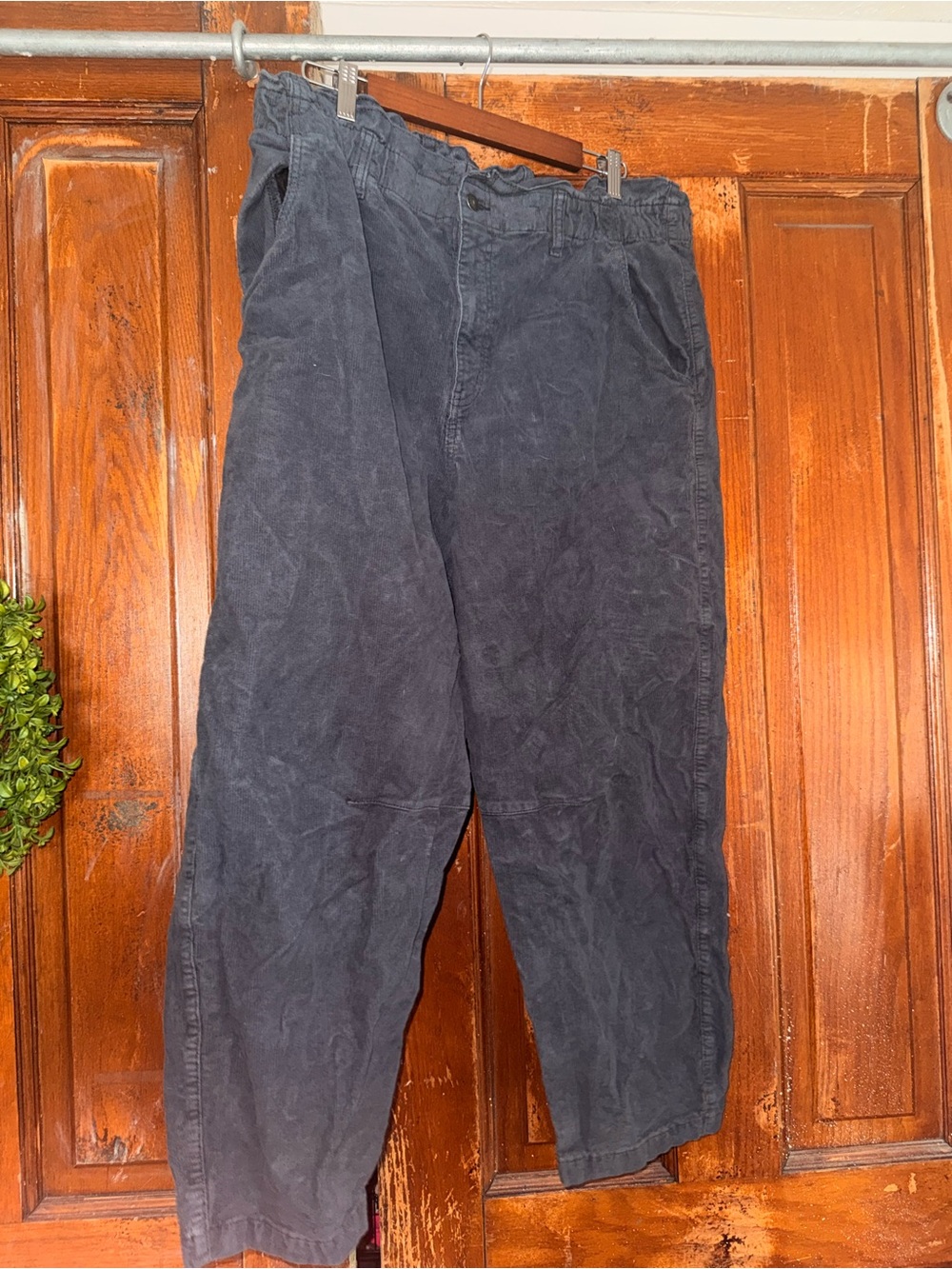 American Eagle Outfitters Black Corduroy Barrel Leg Pants